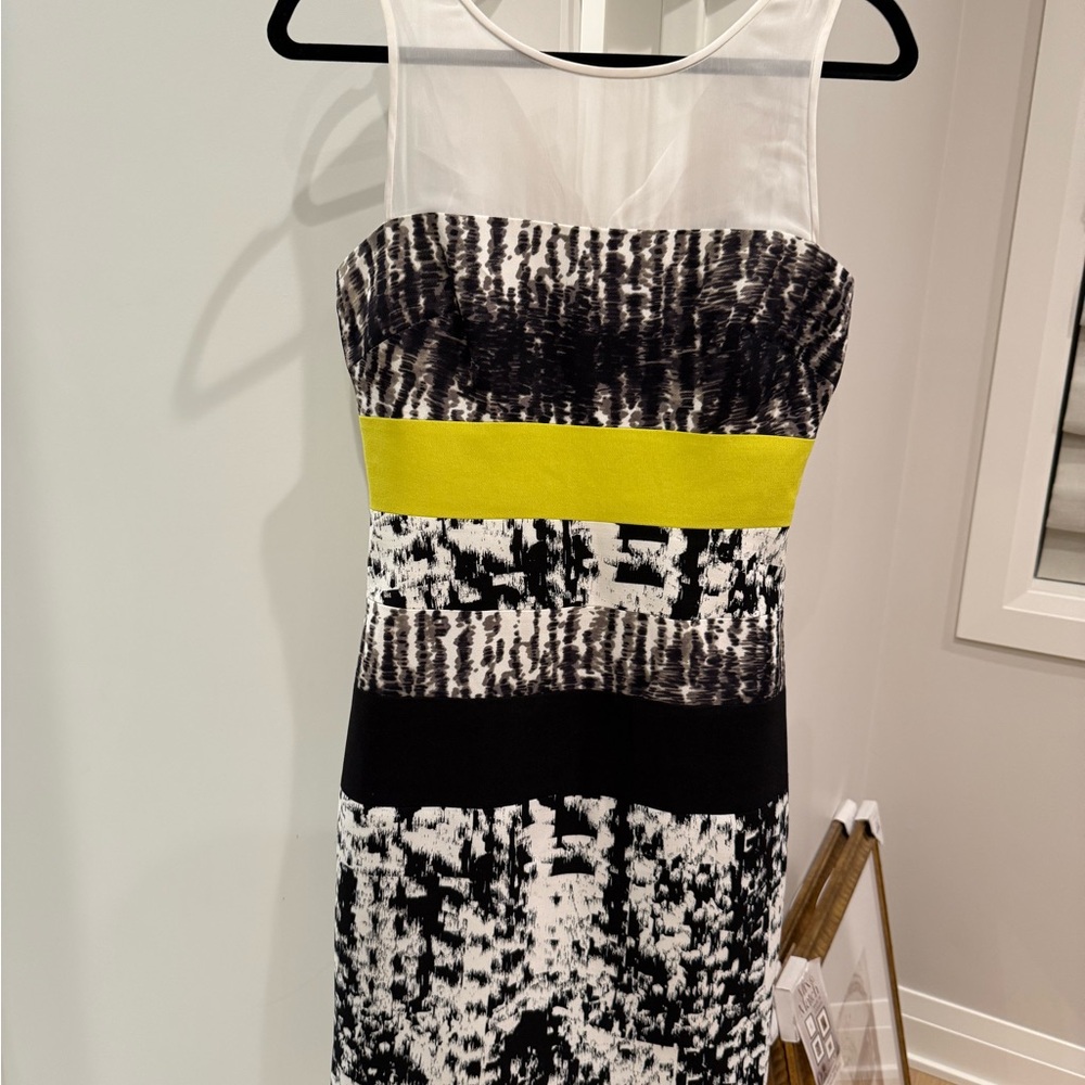 BCBGMaxAzria Strapless Black and Yellow Dress